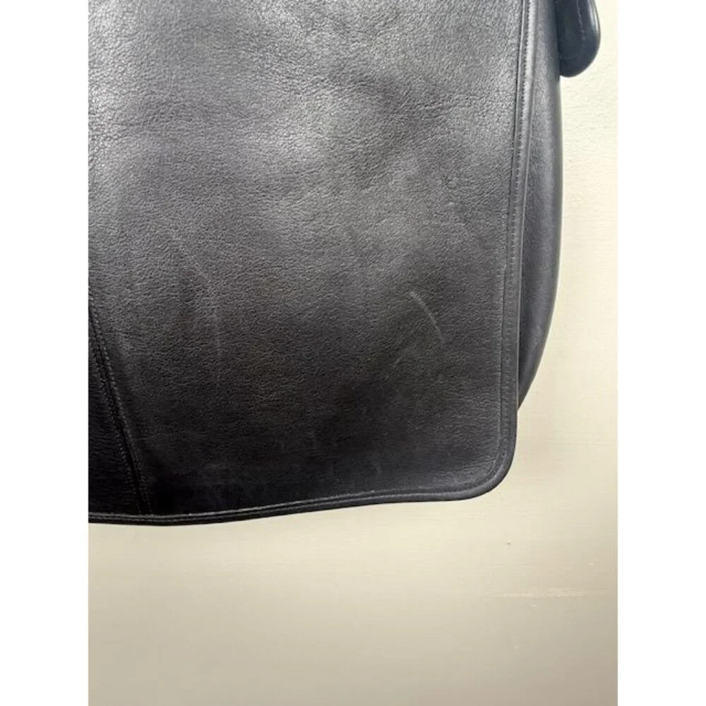 Vintage Coach Black Leather Legacy Full Flap Messenger Laptop Bag #5206